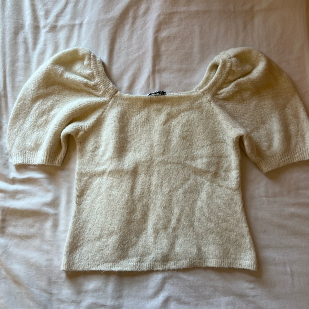 English Factory Cream Puff Sleeve Sweater